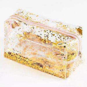 NWT Paper Source Clear Gold Confetti Makeup Bag